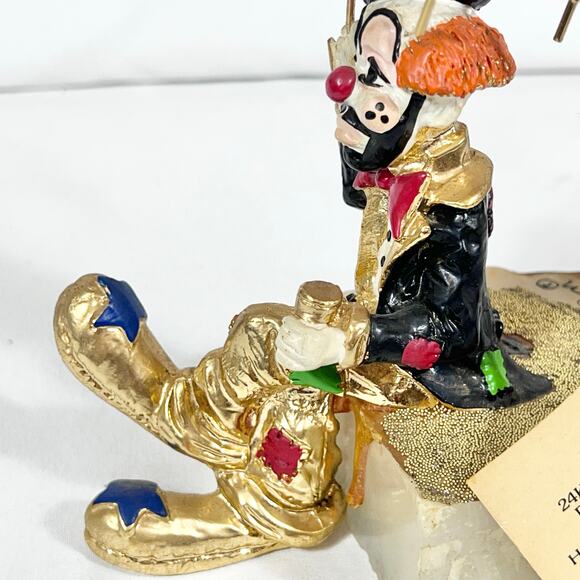 Ron Lee Hobo Clown with Umbrella Figurine Gold Onyx Hand Painted Signed 1987 - Picture 9 of 16